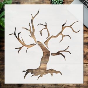 Stencil Old Dead Tree Without Leaves, Plastic Reusable, Reusable Plastic, L x W, for DIY Crafts and Home Decor