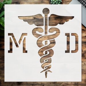 Stencil MD Sign, Plastic Reusable, Reusable Plastic, L x W, for DIY Crafts and Home Decor