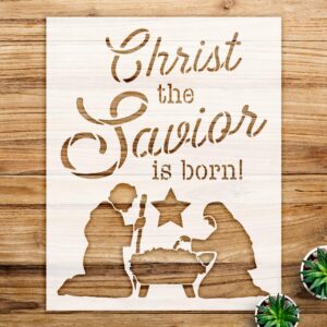 Christmas Stencil Pattern for Walls and Crafts, Manger Scene with Star, Reusable Mylar Template for DIY Faith Home Decor - Size A3 ()