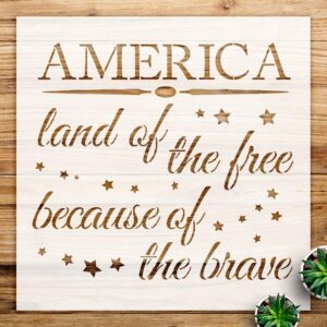 Patriotic America Land of The Free Stencil for Walls and Crafts, Reusable Mylar Template, Ideal for Home Decor and Art Projects - Size A4 ()