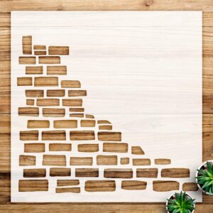 Half Stacked Stone Wall Stencil Pattern for Wood Signs and Home Decor, Reusable Mylar Template for Creative Projects - Size A2 ()