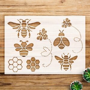 Bee Stencil Pattern for Wood Signs and Home Decor, Reusable Mylar Template, Ideal for DIY Spring Crafts and Embellishments - Size A4 ()