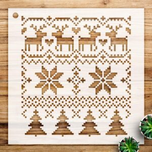 Christmas Sweater Pattern Stencil for DIY Crafts, Ideal for Aprons, Pillows, and Seasonal Decor Projects - Size A4 ()