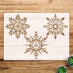 Snowflake Stencil Pattern for Crafts and Home Decor, Reusable Mylar Template, Ideal for Winter Holiday Projects and Seasonal Decorations - Size A3 ()