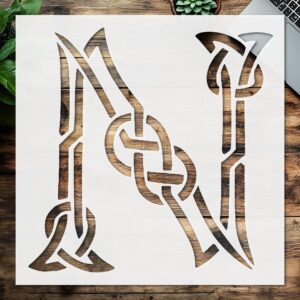 Stencil Celtic Initial N Design, Plastic Reusable, Reusable Plastic, L x W, for DIY Crafts and Home Decor