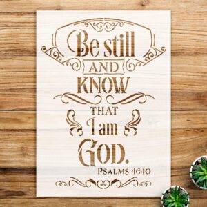Be Still Know That i am god Stencil for Walls and Crafts, Inspirational Bible Verse Design, Perfect for Home Decor and DIY Projects - Size A4 ()