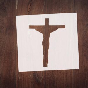 Generic Crucifix Stencil, Reusable, Mylar, 4-Inch, for Religious Crafts and Home Decor, White