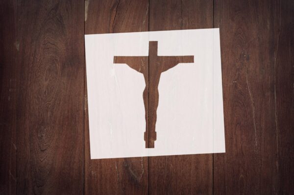 Generic Crucifix Stencil, Reusable, Mylar, 4-Inch, for Religious Crafts and Home Decor, White