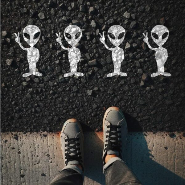 Alien Peace Sign Stencil – Reusable UFO Space Design Template for DIY Crafts, T-Shirts, Posters & Sci-Fi Decor – Funny Extraterrestrial Silhouette Stencil - Image 3