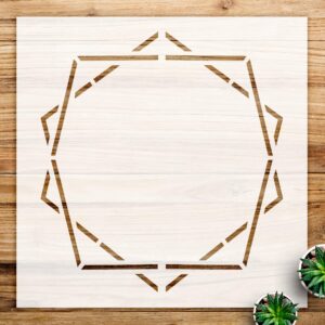 Double Pentagon Geometric Frame Stencil for Walls and Crafts, Reusable Mylar Template, Ideal for Home Decor and DIY Projects - Size A4 ()