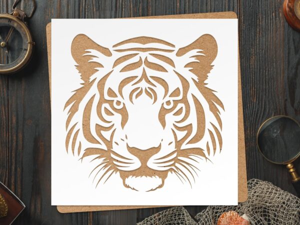 Tiger Head Stencil - Reusable Stencils for Painting - DIY Tiger Head Crafts and Decor