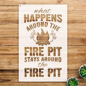 Fire Pit Word Art Stencil for Outdoor Decor, Reusable Mylar Template, Ideal for patios, Gardens, and Craft Projects - Size A3 ()