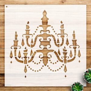 Chandelier Stencil Pattern for Walls and Furniture, Elegant Baroque Design, Reusable Mylar Template, Ideal for Painting and Chalk Art Projects - Size A2 ()