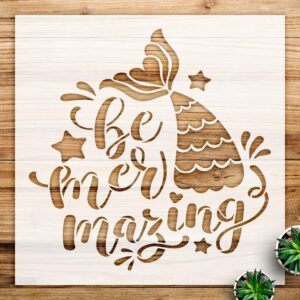 Mermaid Stencil Pattern for Walls and Crafts, Reusable Mylar Template, Ideal for Little Girl Bedroom Decor and Ocean-Themed Art Projects - Size A4 ()