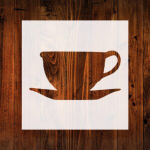Tea Cup Stencil, 4" Beautiful Design, Reusable Stencil for Painting, Crafts, and Decor, Ideal for Walls, Fabric & Furniture, Recyclable DIY Tool