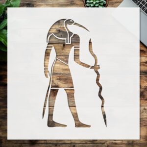 Egyptian God Thoth Stencil – Reusable Ibis-Head Deity Template for Painting on Walls, Canvas, Paper, Wood & Spiritual or Mythology Art Projects