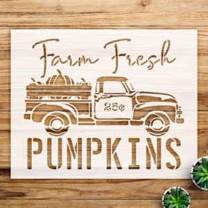 Farm Fresh Pumpkin Stencil Pattern for Walls and Crafts, Reusable Mylar Template, Vintage Truck Design for Home Decor and Seasonal Projects - Size A3 ()