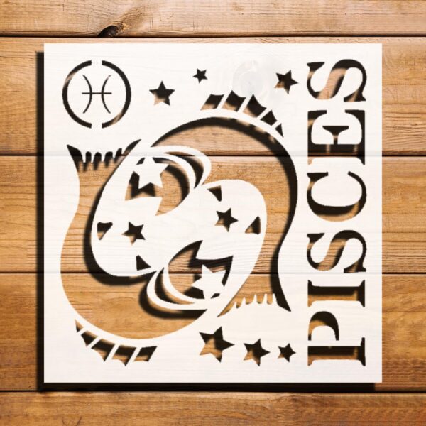 Pisces Zodiac Sign Stencil for Painting, Reusable Plastic 5.5x5.5, Airbrush, DIY Crafts