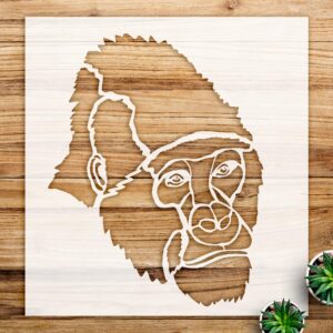 Gorilla Portrait Stencil for Walls and Crafts, Reusable Mylar Template, Ideal for Zoo Animal Themes, Family, School, Nursery, and Home Decor Projects - Size A3 ()