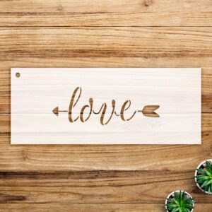 Arrow Love Stencil Pattern for Wood Signs and DIY Projects, Reusable Mylar Template for Painting Pillows and pallets, Ideal for Home Decor and Crafting - Size A2 ()