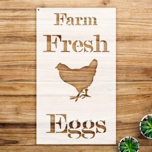 Farm Fresh Eggs Chicken Stencil Pattern for Walls and Crafts, Reusable Mylar Template, Rustic Design for Home Decor and Art Projects - Size A4 ()