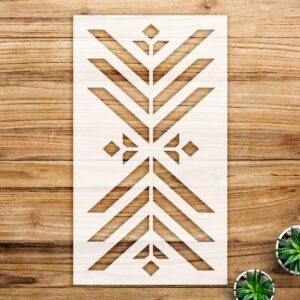 Boho Geometric Arrow Stencil Pattern for Walls and Crafts, Reusable Mylar Template, Ideal for Home Decor and DIY Projects - Size A4 ()