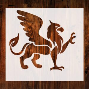 Griffin Stencil, Reusable 10 mil Mylar, Lion Body with Eagle Head/Wings Design for Art, DIY Projects & Scrapbooking