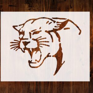 Cougar Wildcat Face Stencil, Reusable & Sturdy, for Art, Crafts & DIY Projects