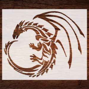 Dragon Myth Fairytale Medieval Stencil - Enchanting Design for Fantasy Crafts