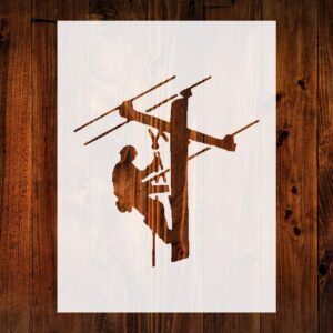 Lineman & Telephone Pole Custom Stencil, for Art, Crafts & DIY Projects