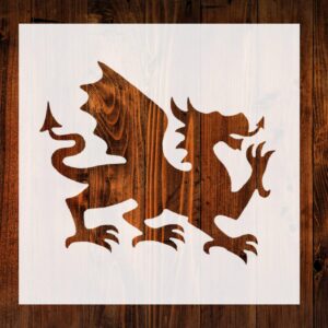 12-Inch Welsh Dragon Style Design Stencil, Reusable Mylar Cutout for Sign Art, Crafts & DIY Projects