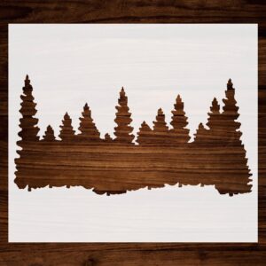 Forest Line Pine Trees & Smokey Mountains Stencil, Reusable & Sturdy, , Perfect for Nature-Inspired Art & Crafts