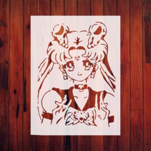 Anime Girl Stencil for Painting, Reusable Plastic Template for Crafts, 8x6 Inch, Anime Art Supply