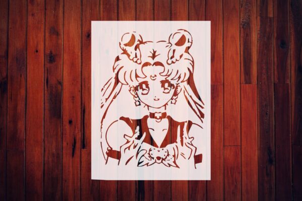 Anime Girl Stencil for Painting, Reusable Plastic Template for Crafts, 8x6 Inch, Anime Art Supply