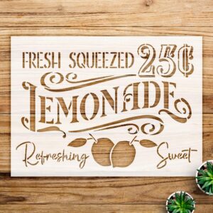 Lemonade Stencil Pattern for Walls and Crafts, Reusable Mylar Template, Ideal for Spring and Summer Kitchen Decor - Size A2 ()