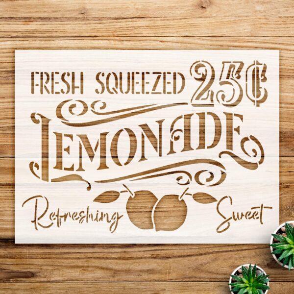 Lemonade Stencil Pattern for Walls and Crafts, Reusable Mylar Template, Ideal for Spring and Summer Kitchen Decor - Size A2 ()