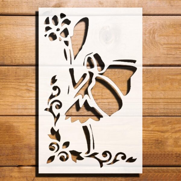 Fairy Flower Pattern Stencil for Painting, Plastic Reusable 8" L x 5" W – Ideal for DIY Crafts, Home Decor, and Artistic Projects