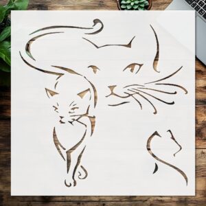 Stencil cat Contour Design, Plastic Reusable, Reusable Plastic, L x W, for DIY Crafts and Home Decor