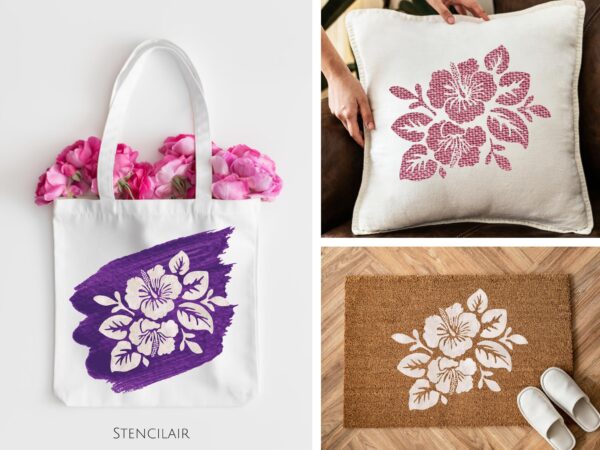 Hibiscus Flowers Stencil for Painting on Wood, Canvas, Paper, Fabric, Walls and Furniture , Wildflower Stencil, Stencils Home Décor, Reusable DIY Art and Craft Stencils - Image 6