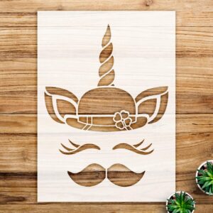 Leprechaun Unicorn Stencil Pattern for Walls and Crafts, Fun Mustache Design, Ideal for DIY st Patrick's Day Home Decor and Painting Projects - Size A4 ()
