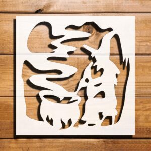 Witch Cooks in a Cauldron Stencil for Painting - Reusable Plastic 5.5"x5.5" - Ideal for Crafts, Home Décor and DIY Projects