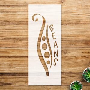 Beans Garden Marker Stencil for Outdoor Home Decor, Reusable Template for Vegetable Plant Labels, Ideal for DIY Spring Projects and Backyard Gardening - Size A4 ()
