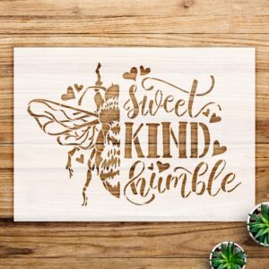 Bee Sweet Kind Humble Stencil Pattern for Wood and Wall Art, Inspirational Design for DIY Farmhouse Home Decor and Craft Projects - Size A4 ()