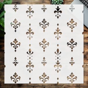 Geometric Fleur-de-Lis Pattern Reusable Stencil – Plastic Template for Painting on Walls, Wood, Fabric, and DIY Crafts