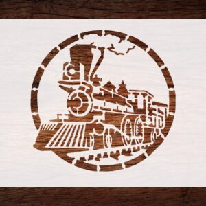 Train Locomotive Steam Engine Stencil - Precision-Cut Design for Railway Enthusiasts