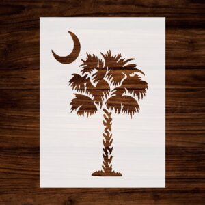 STENCILAIR South Carolina Palmetto Moon & Palm Tree Stencil, Reusable & Sturdy, 8.5"" x 11"", Custom State Pride Art Template, White, B07H3CNQRG