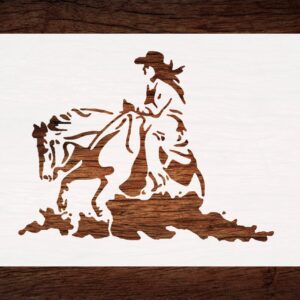 Reusable Cowboy & Cowgirl Riding Horse Stencil - Custom, Durable Design for Western Crafts