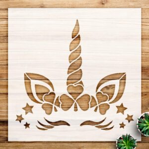 Leprechaun Unicorn Stencil Pattern with Shamrocks for Walls and Crafts, Reusable Mylar Template, Ideal for DIY st. Patrick's Day Home Decor and Art Projects - Size A2 ()
