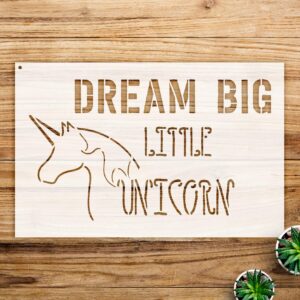 Unicorn Word Art Stencil for Walls and Crafts, Reusable Mylar Template, Dream - Size A3 ()