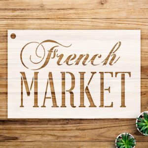 French Market Stencil Pattern for Walls and Furniture, Reusable Cursive Script Template, Ideal for Farmhouse Style Home Decor and DIY Projects - Size A4 ()